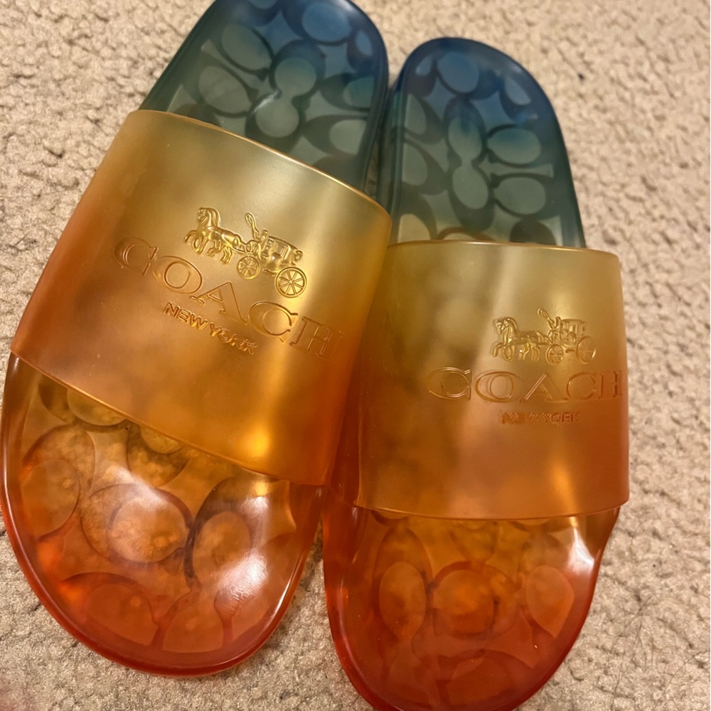 Rainbow coach slides.Worn 2X.Goes with matching scarf